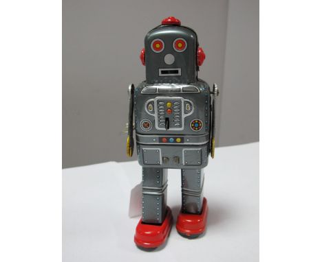 A Tinplate Clockwork Japanese "Space Man" Robot. by SY. Approximately 18cms high. 