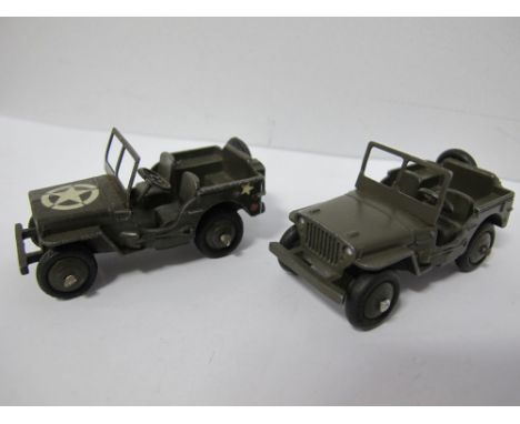 Dinky Toy No672 US Army Jeep, with white star and French Dinky no80B, Jeep. Both Fair/Good