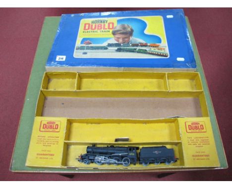 A Hornby Dublo 2-8-0 8F Modified Two Rail Locomotive, R/No: 48158, playworn in a poor Dublo set box. 