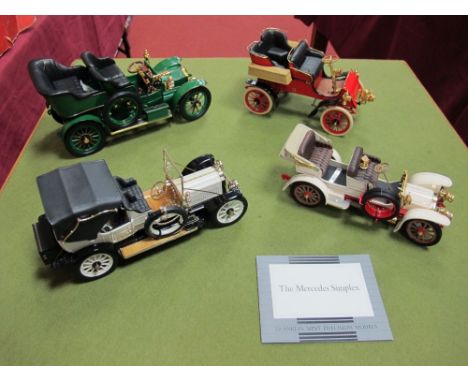 Four Franklin Mint Highly Detailed Diecast Vintage Cars, 1:16th scale 1905 Rolls-Royce, appears un-damaged, and 1903 Ford mod