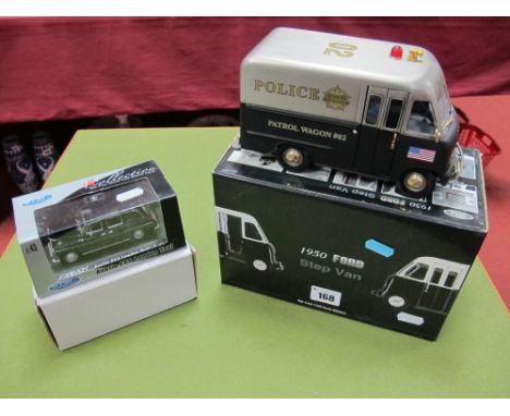 A Boxed Unique Replicas Diecast 1:24 Scale #79201, titanium Ford police  1950 Stepvan, together with a cased welly diecast 1: