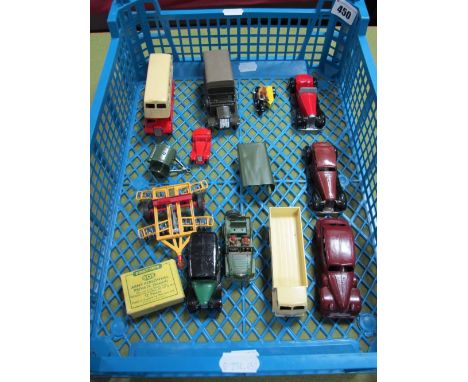A Quantity of Mainly Mid XX Century Dinky Toys, all repainted, including Army personnel in reproduction box. 