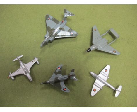 Five Post War Dinky Jet Aircraft, Including Gloster Javelin and Sea Vixon