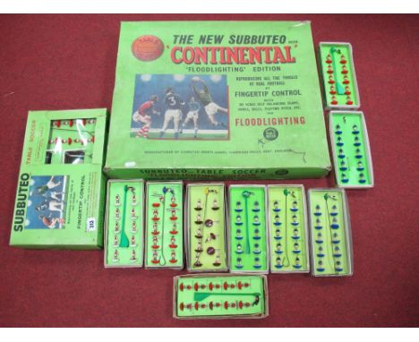 A Boxed Subbuteo 'Continental' Floodlighting Edition Table Top Football Game, appears complete with two teams, goals, balls, 