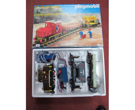 A Boxed Playmobil #4030 G Gauge Railway Set, comprising Continental outline 0-4-0 diesel electric locomotive, hopper wagon an