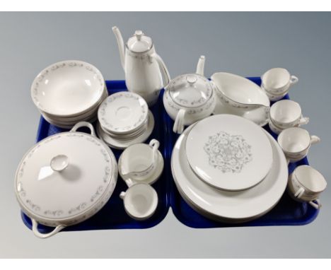 Approximately fifty pieces of Royal Worcester Bridal lace tea and dinner ware  CONDITION REPORT: Tureen with chipped handle 