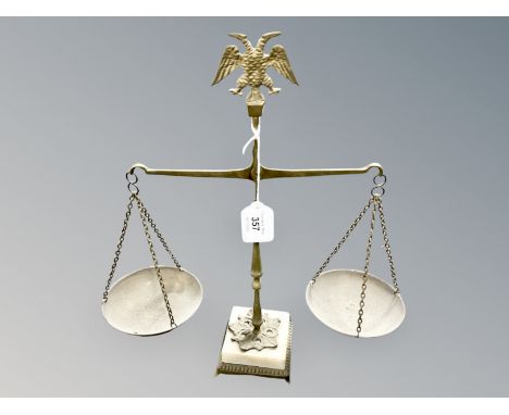 A set of brass and alabaster scales 