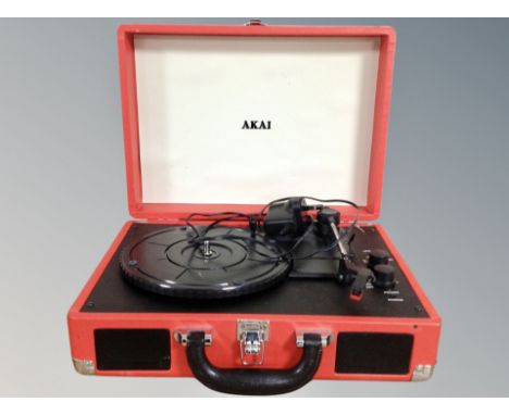 An Akai portable record player 