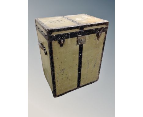 An early 20th century metal bound shipping trunk, width 56 cm 