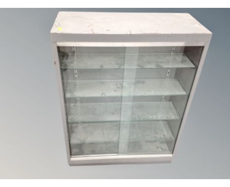 An enamel metal sliding glass door cabinet, with 63 cm 