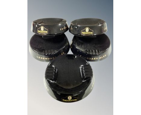 Five Theakston ale ceramic pub ashtrays 