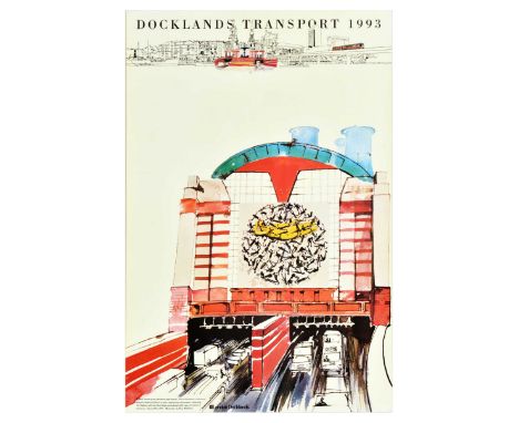 Original vintage London Transport travel poster advertising Docklands Transport - Illustration by Tony Matthews features the 