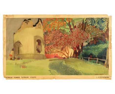 Original vintage travel advertising poster To Visit Britain's Landmarks, You can be sure of Shell - Roman Tower Tutbury, Staf