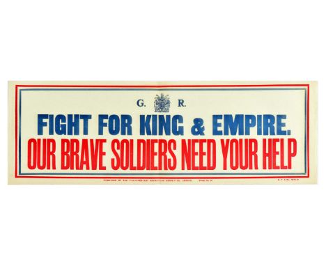 Original antique World War One recruitment poster encouraging men to enlist in the army: "Fight for King &amp; Empire - Our b