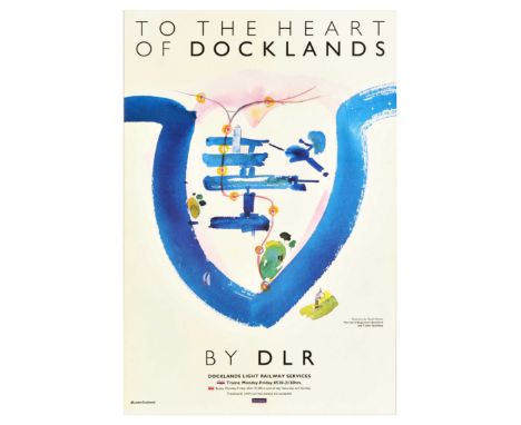 Original vintage London Transport travel poster advertising Docklands Light Railway Services - To the heart of docklands - Il