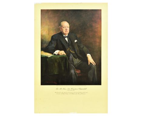 Original vintage poster – The Rt. Hon. Sir Winston Churchill – with an image reproduced from the original oil painting by Sir