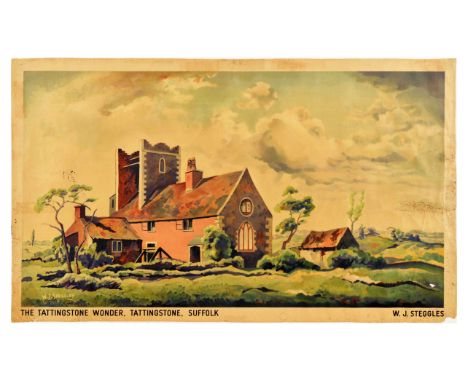Original vintage travel advertising poster issued by Shell Company - To visit Britain's landmarks, The Tattingstone Wonder, S