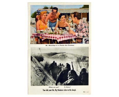 Original vintage Korean war air flyer dropped off by the Chinese on the British and American troops.  The leaflet is designed