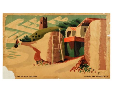 Original vintage advertising poster - To Visit Britain's Landmarks You Can Be Sure Of Shell - featuring a scenic illustration