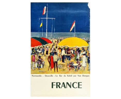 Original vintage travel advertising poster Normandy: Deauville - Le Bar du Soleil by Van Dongen France / Normandie: Deauville
