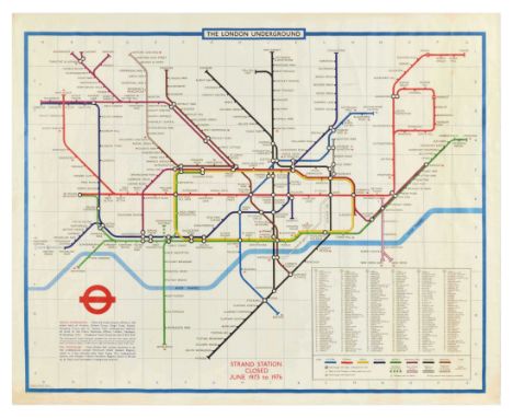 Original vintage travel poster The London Underground featuring a tube map with Victoria, Central, Circle, Piccadilly, Distri