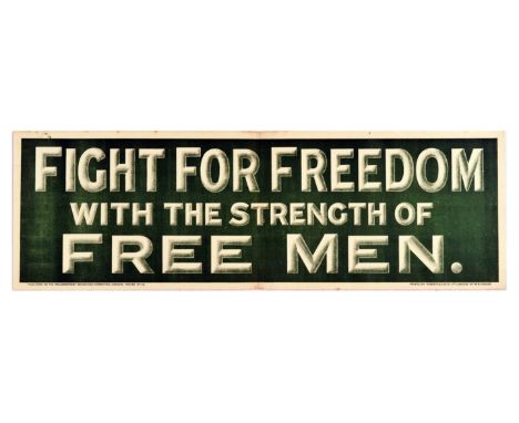 Original antique World War One propaganda poster encouraging men to enlist in the army - Fight for Freedom with the Strength 