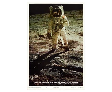 Original vintage propaganda poster - That's one small step for a man, one giant leap for mankind - Neil Armstrong, 10:56 P.M.