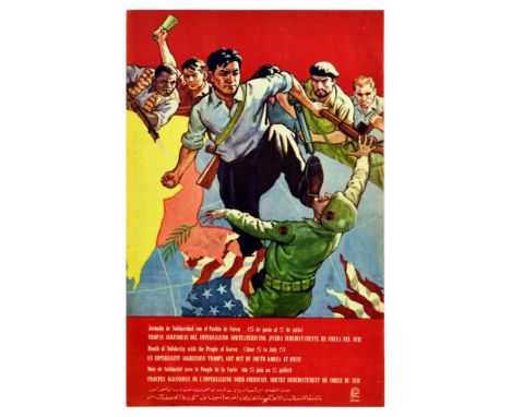 Original vintage propaganda poster issued by OSPAAAL - Organisation of Solidarity with the People of Asia, Africa and Latin A