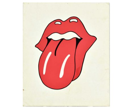 Original vintage music advertising poster for the Rolling Stones featuring the iconic lips logo on a white background. Fair c