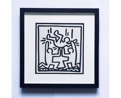 KEITH HARING 'Party', 1982, limited edition print of 2000, published by Tony Shafrazi Gallery, New York, 25cm x 25cm, framed 