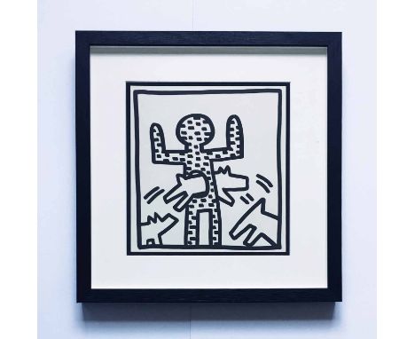 KEITH HARING 'Leaping dog', 1982, limited edition print of 2000, published by Tony Shafrazi Gallery, New York, 25cm x 25cm, f
