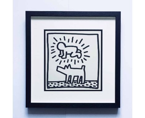 KEITH HARING 'Radiant Baby and Dog', 1982, limited edition print of 2000, published by Tony Shafrazi Gallery, New York, 25cm 