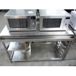 Stainless steel Preparation Table with shelving & 6 tray runners, 850(H) x 1220(W) x 560(D)mm