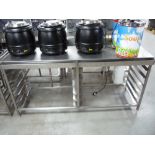 Stainless steel Preparation Table with 12 tray runners, 820(H) x 1650(W) x 510(D)mm