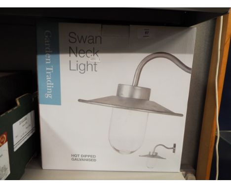 A boxed 'Garden Trading' galvanised exterior swan neck light