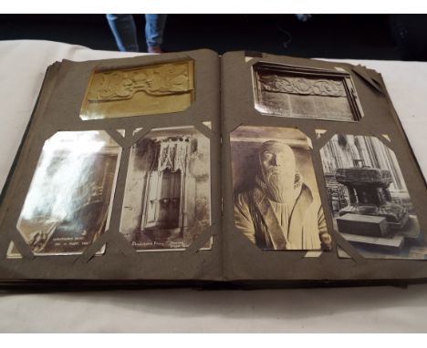 A picture postcard album containing mainly architectural postcards 