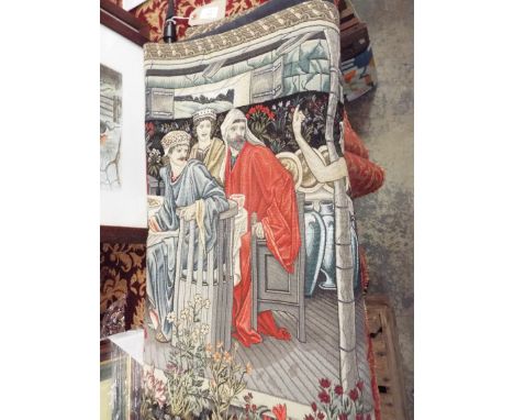 A hanging tapestry of a medieval supper