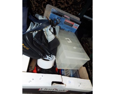 A mixed selection of tools to include boxed ratchet set, precision screwdrivers, drill bits, socket set, adjustable saw guide