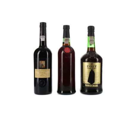 SANDEMAN FINE RUBY Oporto, Portugal. One litre, 19% volume. TALYLORS LATE BOTTLED VINTAGE - LABELS DETATCHED Oporto, Portugal