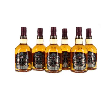 CHIVAS REGAL AGED 12 YEARS (6) Blended Scotch Whisky 700ml, 40% volume, 5 in cartons. Six bottles.