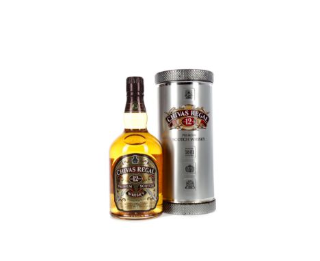 CHIVAS REGAL AGED 12 YEARS Blended Scotch Whisky 70cl, 40% volume, in tin.