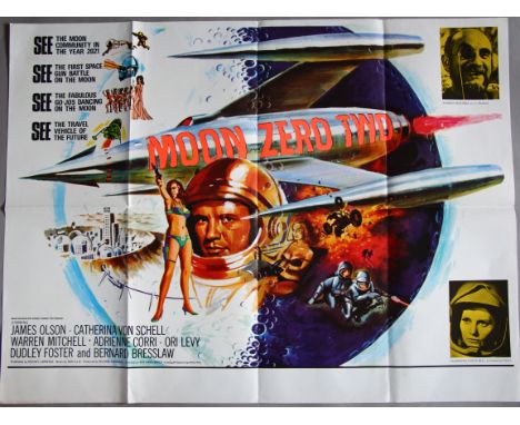 Hammer films. "Moon Zero Two" 1969, original British Quad film poster (30 x 40 inch) (first release) with art by Tom Chantrel