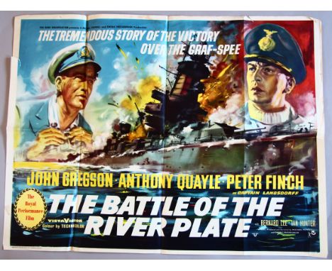 WW2 "The Battle of the River Plate" 1956, original British Quad film poster (30 x 40 inch) (first release) with art by Eric P