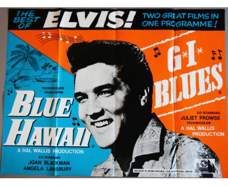 Elvis Presley "Blue Hawaii / G. I. Blues" British Quad double-bill film poster (30 x 40 inch) (first release) in very good fo