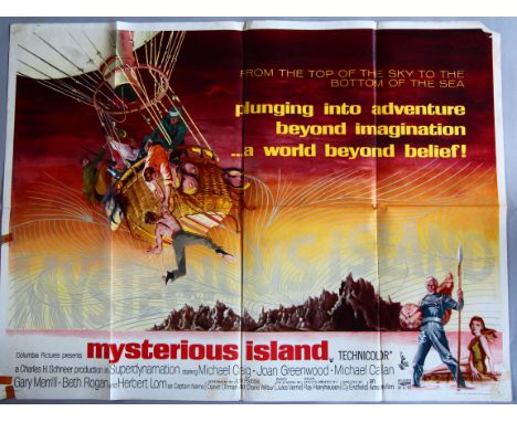 Jules Verne's "Mysterious Island" 1961, original British Quad film poster (30 x 40 inch) (first release) with Ray Harryhausen