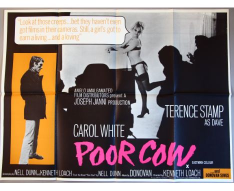 "Poor Cow" 1967, X certificate original British Quad film poster (30 x 40 inch) (first release) directed by Ken Loach, in exc