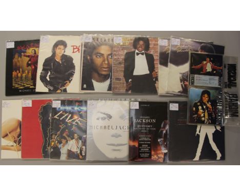 Michael Jackson LP Records inc Bad, Thriller, plus souvenir singles, Janet Jackson LPs (12 LPs plus singles collection)