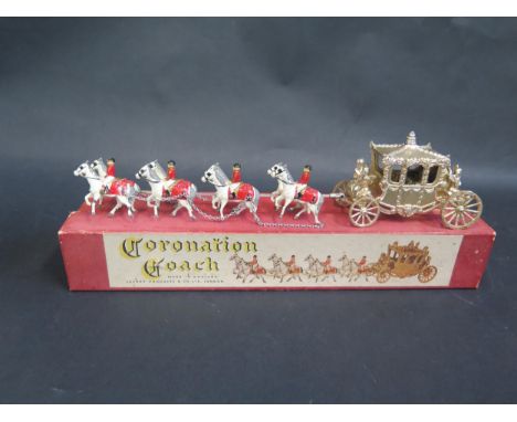 A Lesney Large Scale Coronation Coach, Bright Silver-Gold Colour, Very good (chains probably reproduction) in good box with s