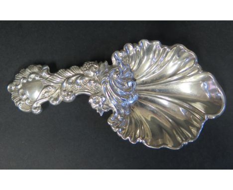 A Victorian Silver Rococo Style Tea Caddy Spoon, Sheffield 1848, A.H, 17g 