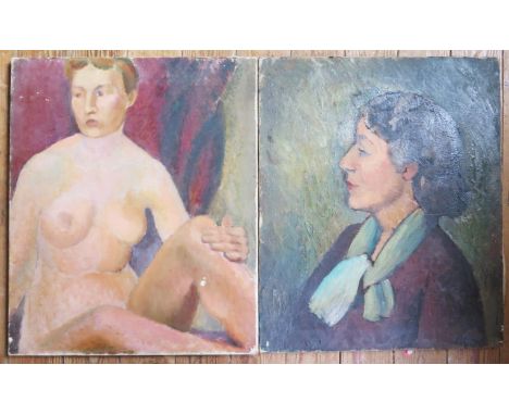 Portrait of a Lady by Gwendolen R. Jackson (b.1919), Westminster Art School, Signed Verso, 61 x 51cm and Study of a Nude, Sig